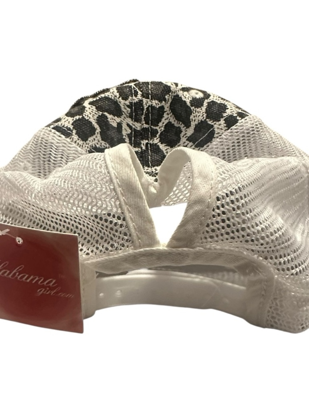 Alabama Girl Black & White Leopard Print Women's Cap with Crystal Flower Accent - Picture 5 of 6